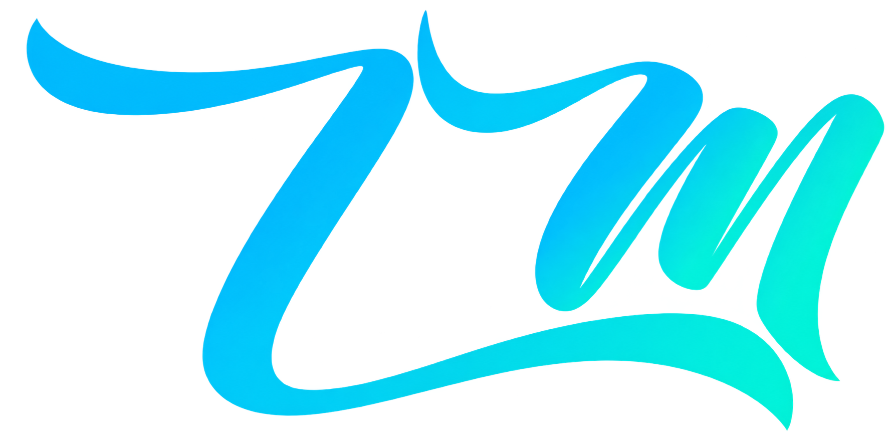 Cyan Turquoise Calligraphic ZM Logo